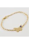 Kelebek Figürlü Zincir Bileklik - Sarı