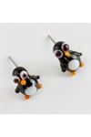 Penguen Cam Küpe - Siyah