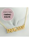 Kişiye Özel Tarih Yazılı Kolye - Sarı-1
