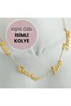 Kişiye Özel Dört İsim Yazılı Kolye - Sarı