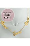 Kişiye Özel Üç İsim Yazılı Kolye - Sarı