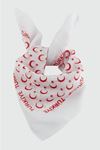 Ay Yıldız Desenli Bandana 50*50 - Beyaz