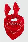 Atatürk İmzalı Desenli Bandana 50*50 - Kırmızı