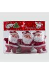 3'lü Noel Baba Yılbaşı Ağaç Süsü - Kırmızı