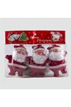 3'lü Noel Baba Yılbaşı Ağaç Süsü - Kırmızı