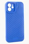 iPhone 12 6.1 Çizgili Lüx Gear Silikon Kılıf - Mavi