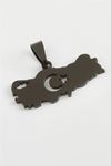 Ay Yıldız Çelik Kolye Ucu 3,5 cm - Siyah