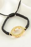 Çeyrek Altın Koyulabilir Makrome Örgülü Bileklik - Sarı