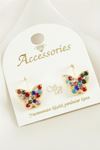 Kelebek Taşlı Klipsi Küpe - Karışık Renk 1