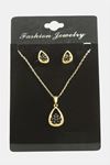 Oval Kartanesi Zirkon Taşlı Set Kolye - Yeşil