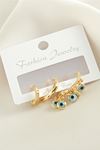 3 Adet Nazar Zirkon Taşlı Küpe - Sarı