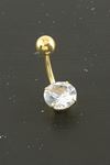 Yuvarlak Zirkon Taşlı Çelik Piercing 1 Adet - Sarı