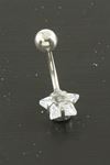 Yıldız Zirkon Taşlı Çelik Piercing 1 Adet - Gümüş Rengi