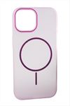 iPhone 15 Pro Buzlu Magsaff Kapak Kılıf - Beyaz