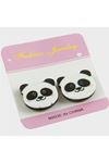 Panda Mıknatıslı Plastik Çocuk Küpesi - Beyaz
