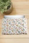 Çiçek Desenli Labtop Bilgisayar Çantası 13*14 inç - Beyaz