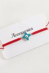 Çiçek Nazar Makrome Örgülü Bileklik - Kırmızı