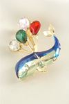 Yunus Mineli Taşlı Broş - Gümüş Rengi
