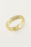 Xuping Karışık Lüks Zirkon Taşlı Çelik Yüzük 1 Adet - Sarı