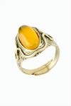 Oval Doğaltaşlı Otantik Yüzük - Sarı Akik