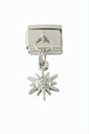 Yıldız Zirkon Taşlı Sallatılı Çelik Charm - Gümüş Rengi