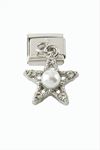 Yıldız İnci Sallatılı Çelik Charm - Gümüş Rengi