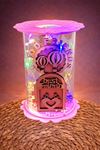 Balon Kuş Ahşap Işıklı Led Fanus - Pembe