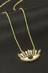 Göz Zirkon Taşlı Kolye - Sarı
