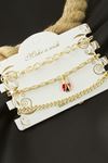 Uğur Böceği Zincir Bileklik 3 Adet - Sarı
