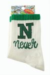 Never Yazılı Kolej Çorap 8*28 - Krem