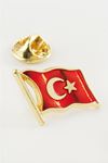 Türk Bayrağı Yaka Rozet - Sarı
