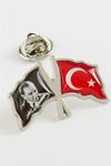 Atatürk Ay Yıldız Yaka Rozet - Gümüş Rengi