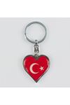 Ay Yıldız Kalp Figürlü Metal Anahtarlık - Kırmızı