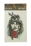 Gül Kuru Kafa Tattoo Dövme Sticker - Beyaz
