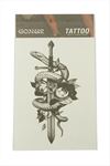 Yılan Kılıç Tattoo Dövme Sticker - Siyah