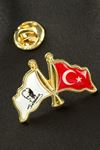 Ay Yıldız Atatürk İmzalı Yaka Rozet - Sarı