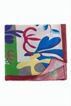Çiçek Desenli Zr Şifon Fular 50*50 cm - Ebruli