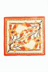 Yaprak Çiçek Desenli Zr Şifon Fular 50*50 cm - Turuncu