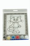 Kedi Desenli Boyama Tuval Seti - Beyaz