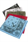 Çapa Desenli Keten Bandana 50*50 - Ebruli