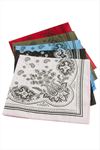 Çiçek Desenli Keten Bandana 50*50 - Ebruli