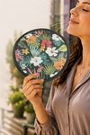 Çiçek Kore Yelpaze 20 cm - Siyah