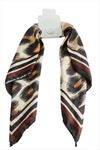 Leopar Desenli Saten Fular 50*50 cm - Kahverengi