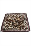 Leopar Desenli Saten Fular 50*50 cm - Kahverengi