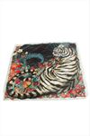 Kaplan Desenli Zr Saten Fular 50*50 cm - Siyah
