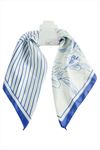 Çiçek Zr Saten Fular 50*50 cm - Mavi
