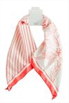 Çiçek Desenli Zr Saten Fular 50*50 cm - Turuncu
