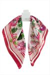 Çiçek Desenli Zr Saten Fular 50*50 cm - Pembe