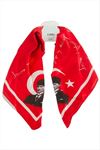 Atatürk İmzalı Zr Saten Fular 50*50 cm - Kırmızı
