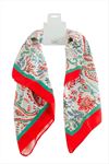 Çiçek Zr Saten Fular 50*50 cm - Turuncu